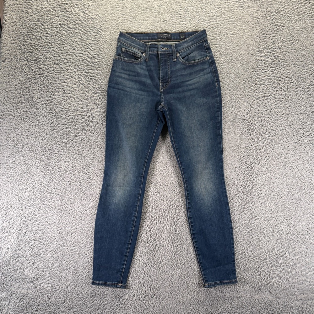 Lucky Brand Ava Jeans Women's 2 Blue Cotton Denim Ankle Skinny Leg Faded Stretch